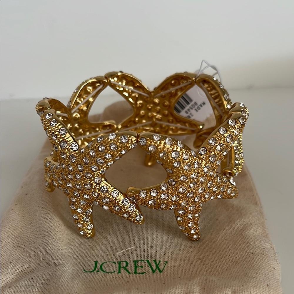 J. Crew Gold Crystal starfish bracelet.
